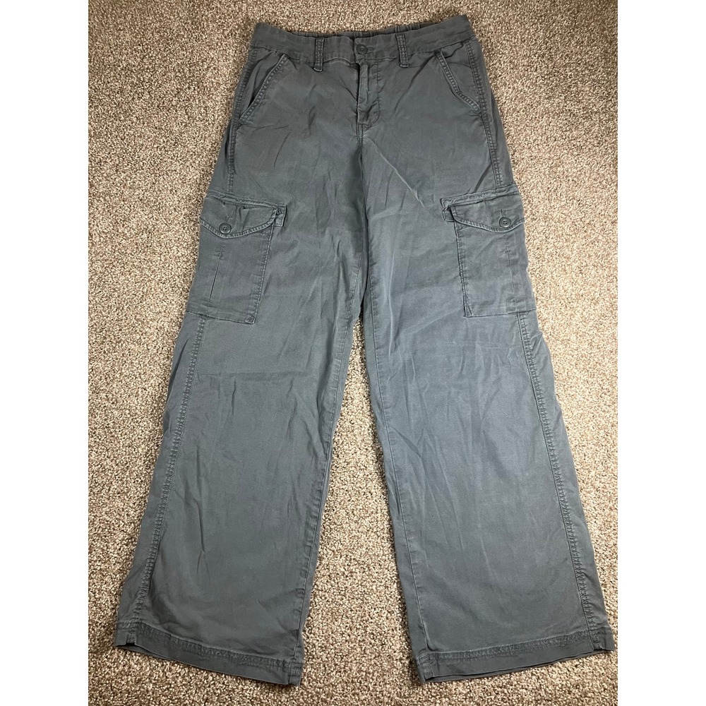 American Eagle Gray Wide‎ Leg Cargo Pants Stretch Elastic Waist Womens Size 4